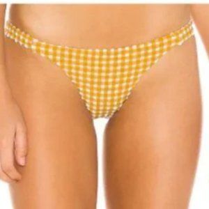 Vitamin A Carmen Brazilian Bikini Bottom in Vichy Marigold - XS
